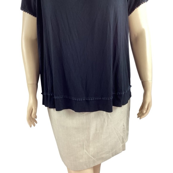 Lane Bryant Black Smocked Neck Short Sleeve Top 18/20 - Picture 3 of 7